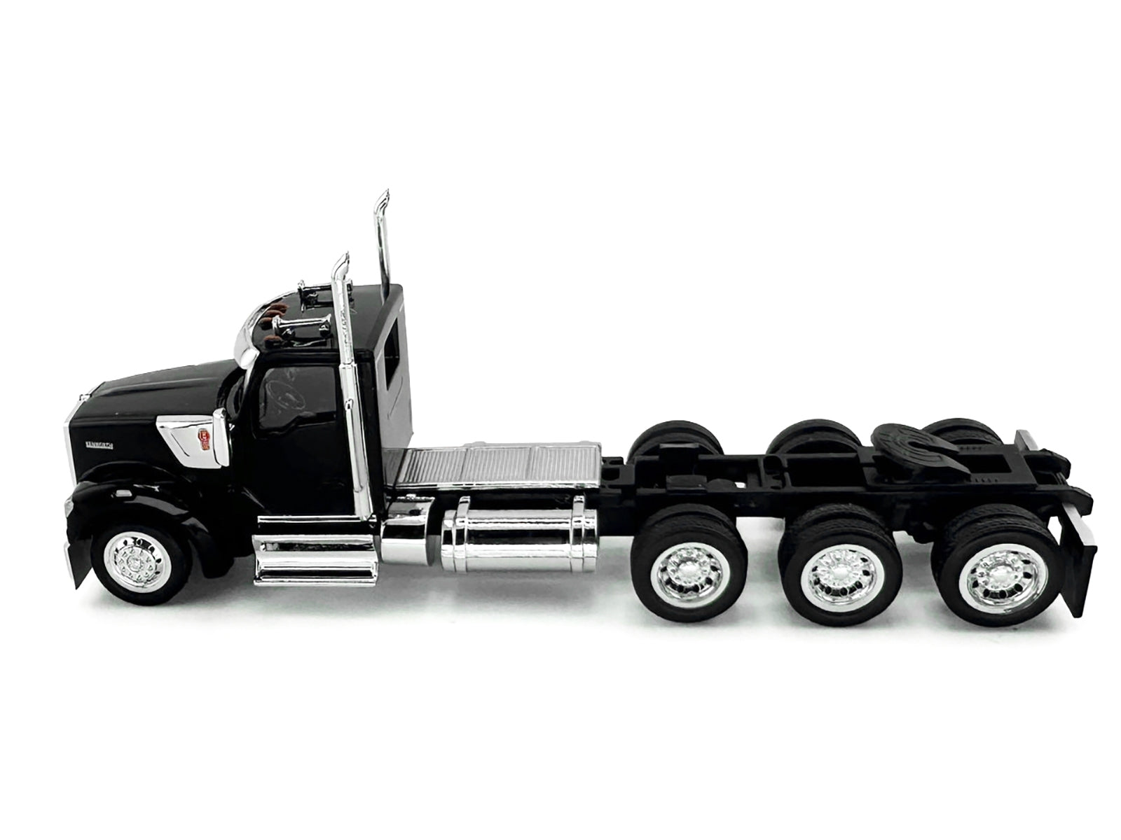 Kenworth W990 3-Axel Day Cab Black 1/87 (HO) Plastic Model Car by HO Logistics