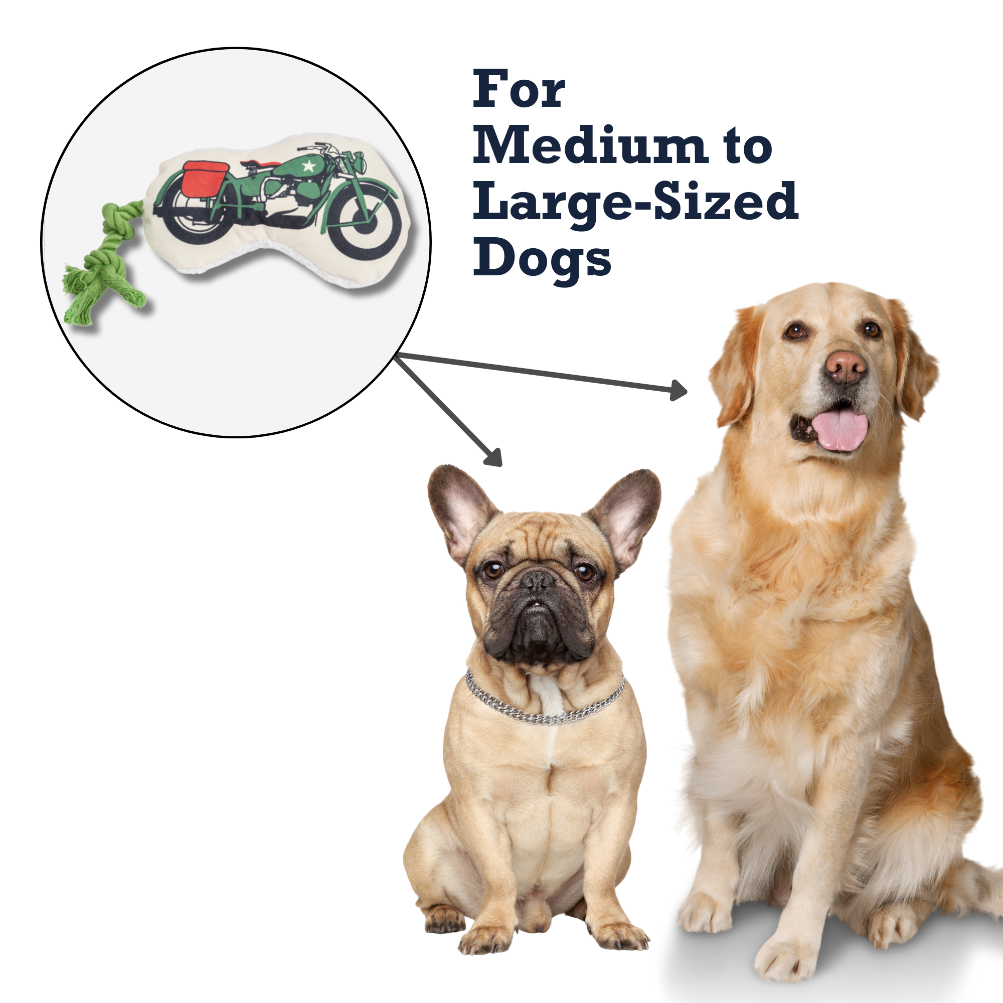 Country Living Retro Army Motorcycle with Squeaker & Crinkle Paper Plush Dog Toy - BIG FRENCHIES