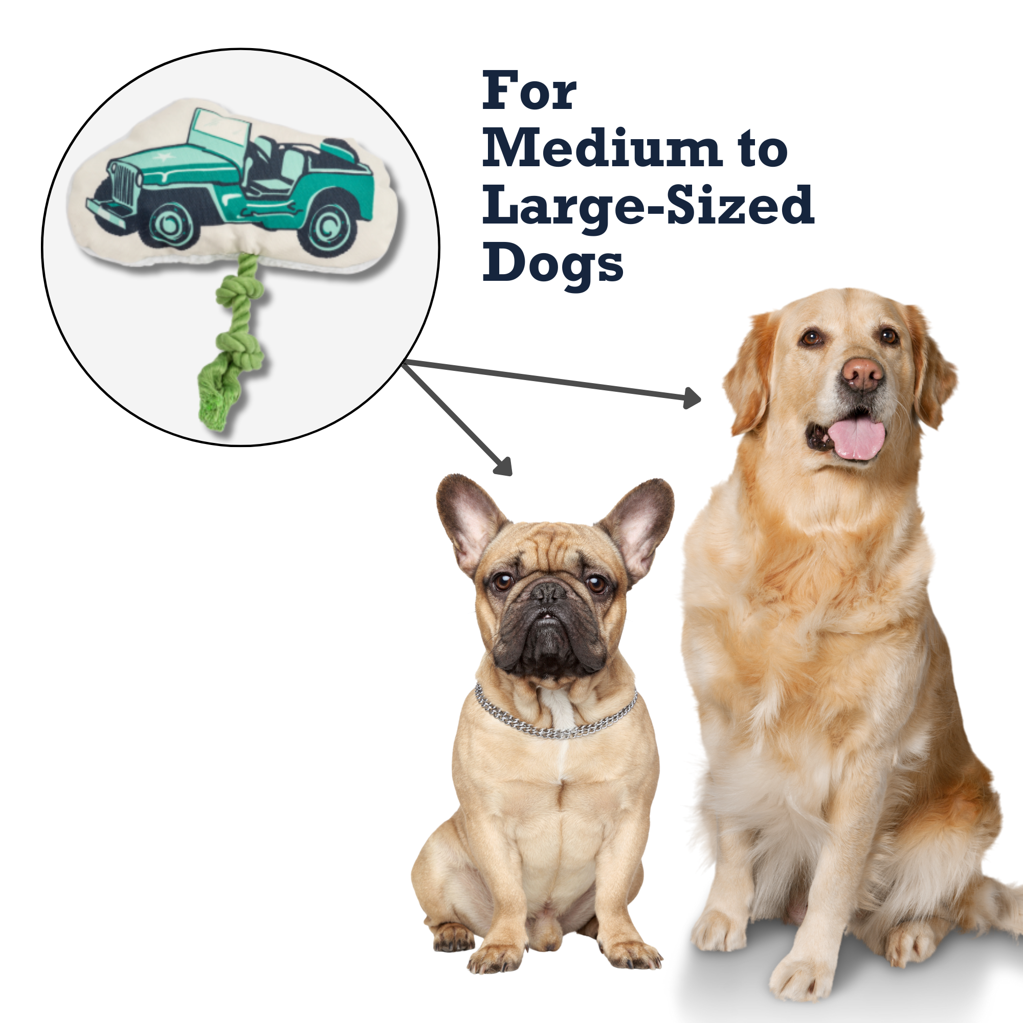 Country Living Retro Army Jeep with Squeaker & Crinkle Paper Plush Dog Toy - BIG FRENCHIES
