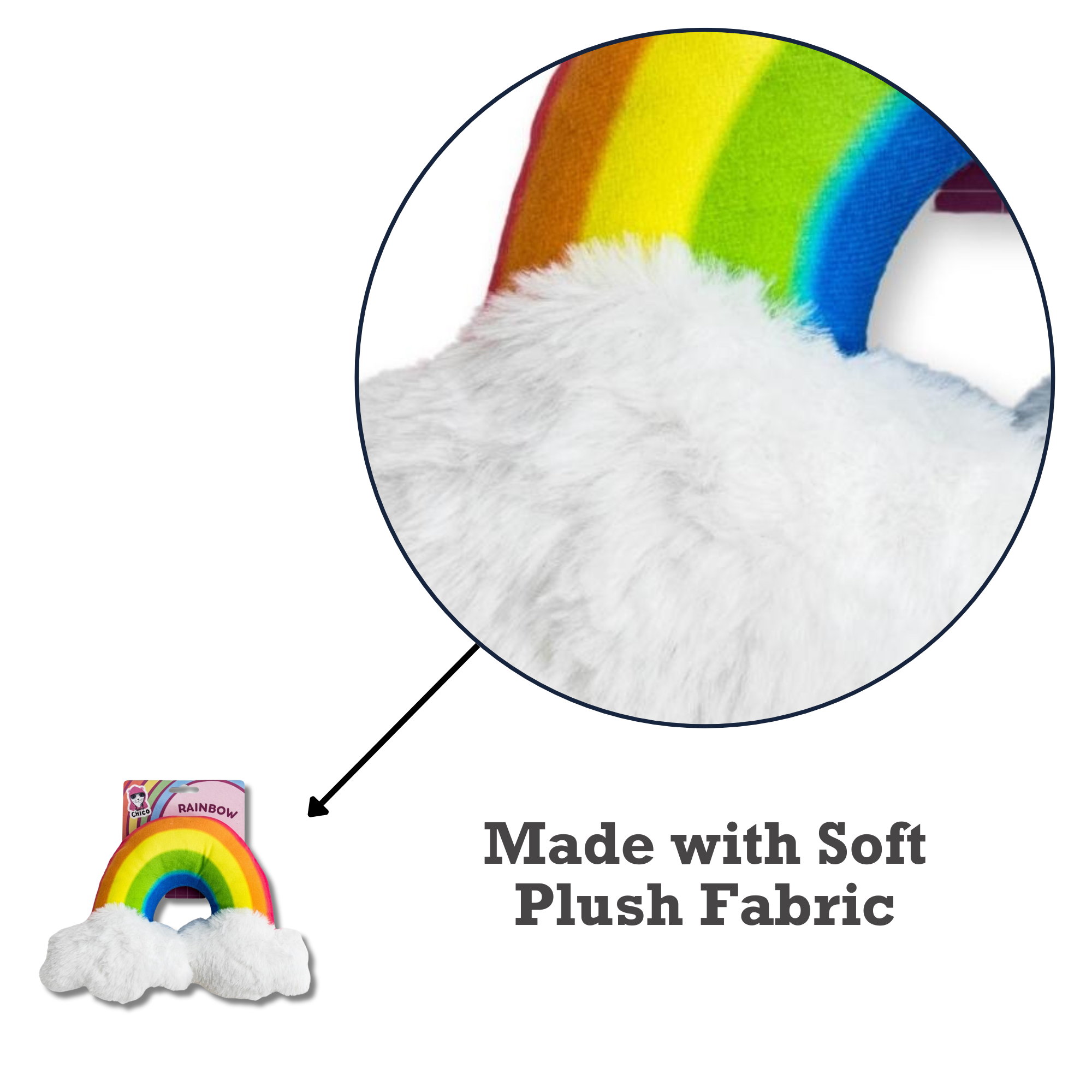 Enchanted Rainbow Magical with Squeaker & Crinkle Paper Plush Dog Toy - BIG FRENCHIES