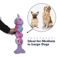 Tie Dye Skinny Narwhal Magical Creature Plush Dog Toy – with Squeaker & Crinkle Paper for Fun Play - BIG FRENCHIES