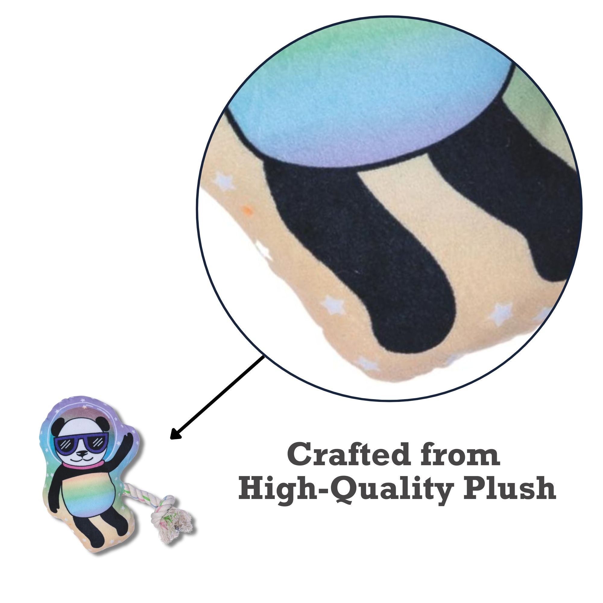 Space Panda Plush Dog Toy – with Squeaker & Crinkle Paper for Fun Play - BIG FRENCHIES