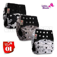 Modern Luxury Printed Washable Real Cloth Pocket Nappy,3 nappies/diapers Set For Girls and Boys Baby In Elegant Style - BIG FRENCHIES