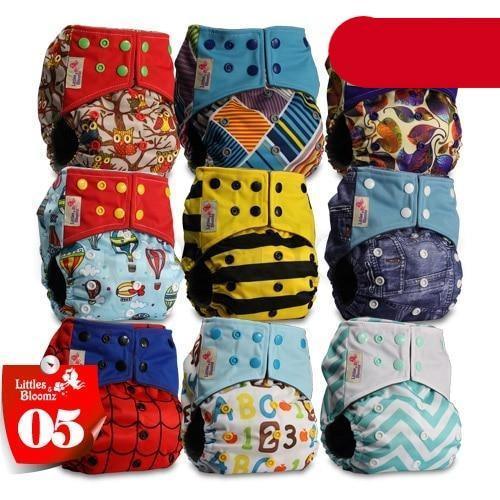 Modern 9/6PCS Set Bamboo Charcoal Washable Real Cloth Pocket NappiesFor Baby Boys and Girls Diaper Set In Modern Design - BIG FRENCHIES