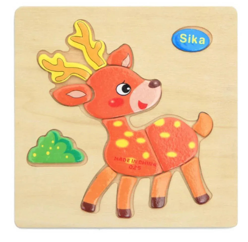 3D Wooden Children Interesting Puzzle Toys With Animals and Cars Exellent Puzzles Intelligence Kids Early Educational Toys For Children - BIG FRENCHIES