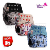 Modern Luxury Printed Washable Real Cloth Pocket Nappy,3 nappies/diapers Set For Girls and Boys Baby In Elegant Style - BIG FRENCHIES