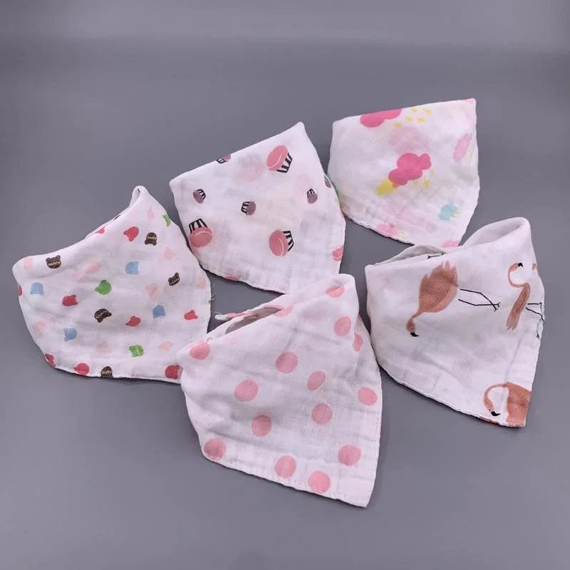 Modern 5PCS/Pack Cotton Baby Bibs 4 Lyers Girls Boys Triangle Feeding Burp Cloth Collar Scarf For Feeding - BIG FRENCHIES
