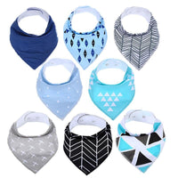 8PCS/SET Comfortable Colorful 100% Organic Cotton Adjustable Snaps Bandana Saliva Bibs For Baby Boys & Girls Kids - BIG FRENCHIES