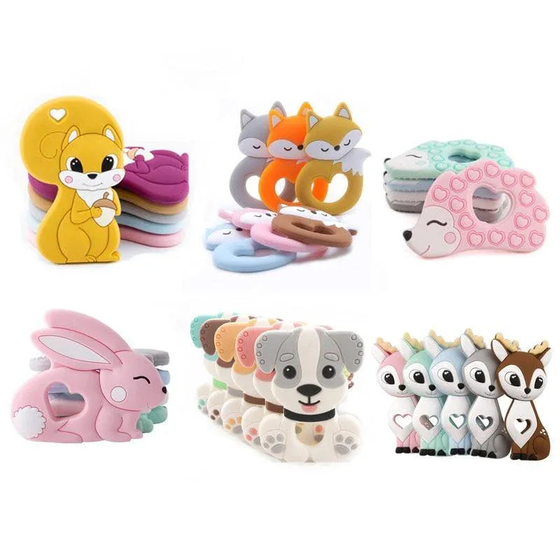 BPA Free Food Grade Silicone Teethers Cartoon Animals Shape Pacifier Clips, Accessories Baby Teething 1pc - BIG FRENCHIES