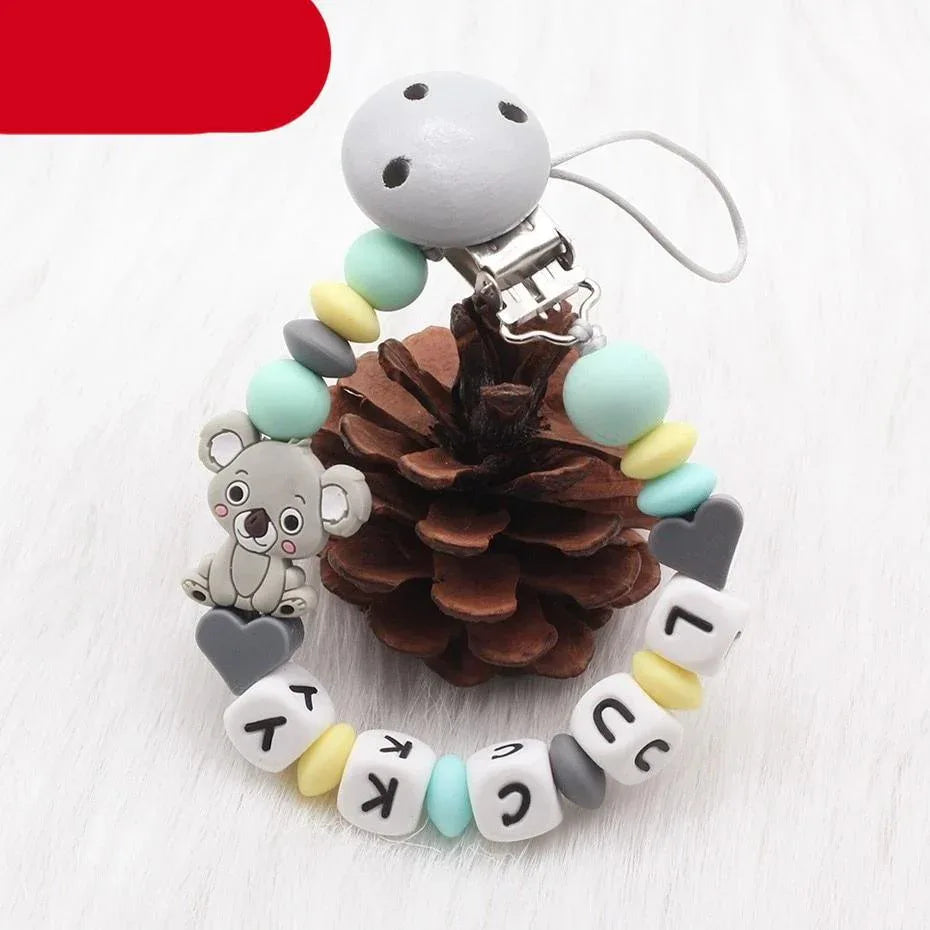 Modern Handmade Personalized Name Baby Pacifier Clips Silicone Pacifier Chain Wood Pacifier Holders For Pacifier For Baby Kids - BIG FRENCHIES