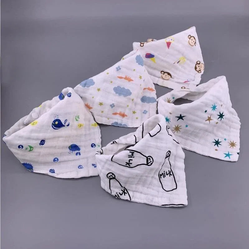 Modern 5PCS/Pack Cotton Baby Bibs 4 Lyers Girls Boys Triangle Feeding Burp Cloth Collar Scarf For Feeding - BIG FRENCHIES