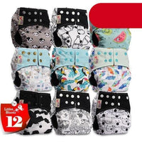Modern 9/6PCS Set Bamboo Charcoal Washable Real Cloth Pocket NappiesFor Baby Boys and Girls Diaper Set In Modern Design - BIG FRENCHIES