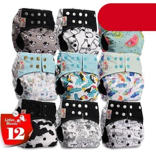 Modern 9/6PCS Set Bamboo Charcoal Washable Real Cloth Pocket NappiesFor Baby Boys and Girls Diaper Set In Modern Design - BIG FRENCHIES