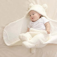 Winter Baby Blanket Cute Cartoon Bear Ears Newborn Swaddle Wrap Warm Unisex Infant Sleeping Bag Soft Envelope Kids Bedding Blanet for Baby - BIG FRENCHIES