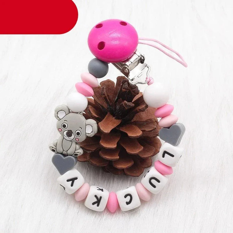 Modern Handmade Personalized Name Baby Pacifier Clips Silicone Pacifier Chain Wood Pacifier Holders For Pacifier For Baby Kids - BIG FRENCHIES