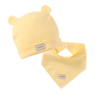 Cute Kids Hat Cap with Bibs Candy Solid Colors Beanies Cotton Born Baby Hat Bibs Toddler Infant Caps For Kids Baby - BIG FRENCHIES
