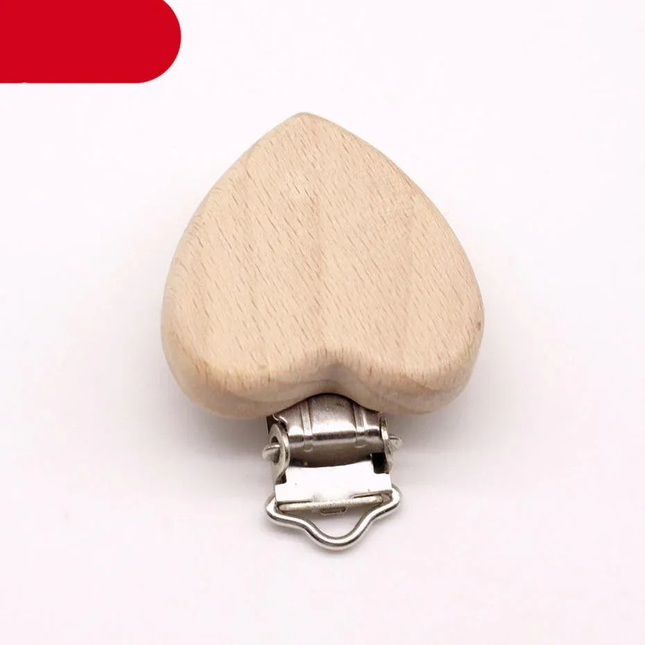 Modern Wood Naural Nipple Chain Accessories BPA Free Cute Modelling Beech Pacifier Clip Small Elephant Heart-shaped Holder for Pacifier - BIG FRENCHIES
