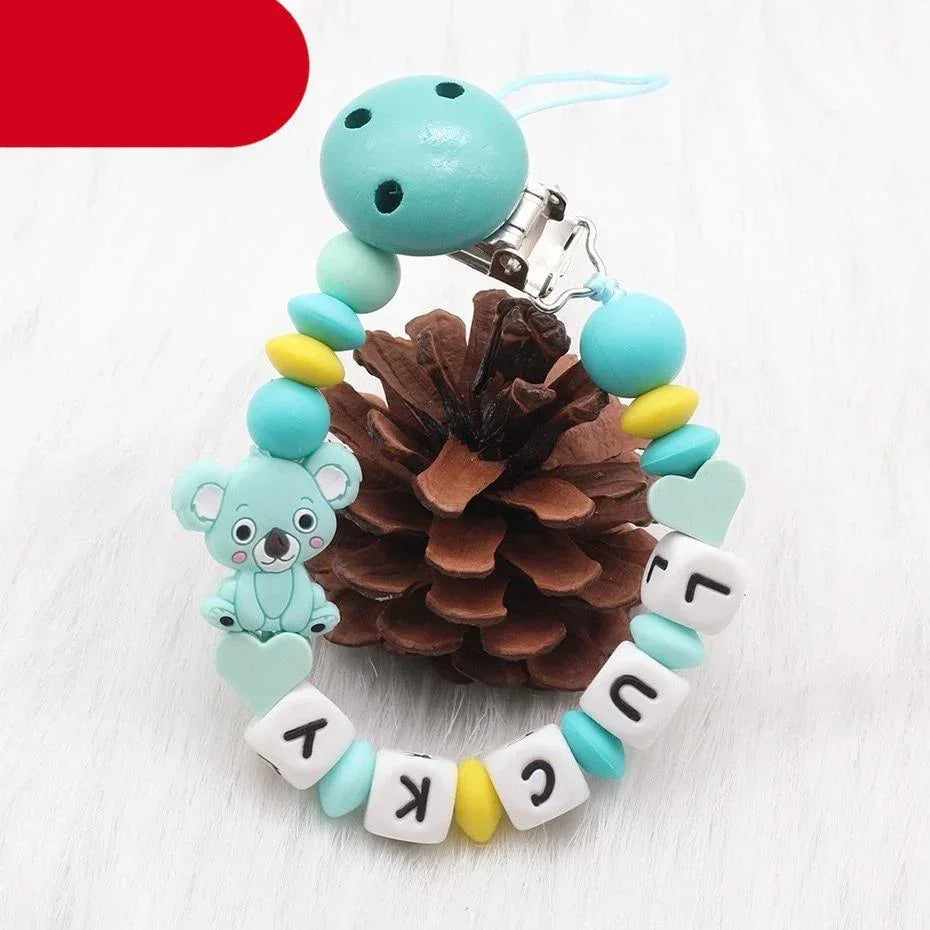 Modern Handmade Personalized Name Baby Pacifier Clips Silicone Pacifier Chain Wood Pacifier Holders For Pacifier For Baby Kids - BIG FRENCHIES