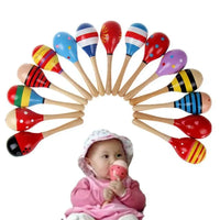 Baby Kid Wooden Ball Toy Sand Hammer Rattle Musical Instrument Percussion Infant (Multicolor)Random PCS For Kids - BIG FRENCHIES