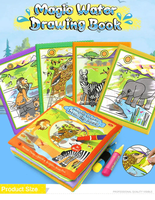 Modern Coloring Magic Water Drawing Book With Pen For Kids and Baby Educational Toy Animals Painting Writing Doodle Cloth Book Kids Drawing Board - BIG FRENCHIES