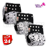 Modern Luxury Printed Washable Real Cloth Pocket Nappy,3 nappies/diapers Set For Girls and Boys Baby In Elegant Style - BIG FRENCHIES