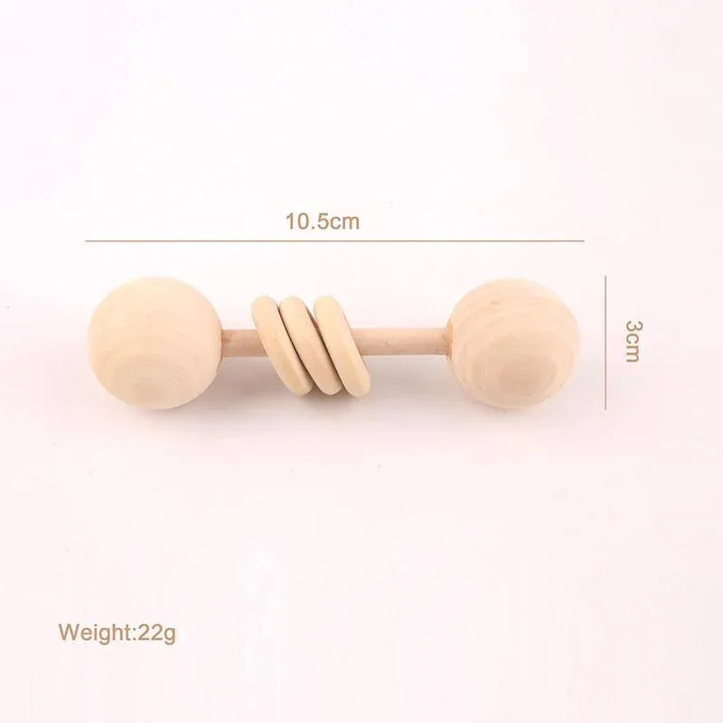 Modern Wooden Rattle Beech Bear Hand Teething Wooden Ring Baby Rattles Play Educational Toys For Kids - BIG FRENCHIES