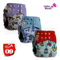 Modern Luxury Printed Washable Real Cloth Pocket Nappy,3 nappies/diapers Set For Girls and Boys Baby In Elegant Style - BIG FRENCHIES