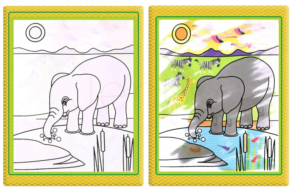 Modern Coloring Magic Water Drawing Book With Pen For Kids and Baby Educational Toy Animals Painting Writing Doodle Cloth Book Kids Drawing Board - BIG FRENCHIES