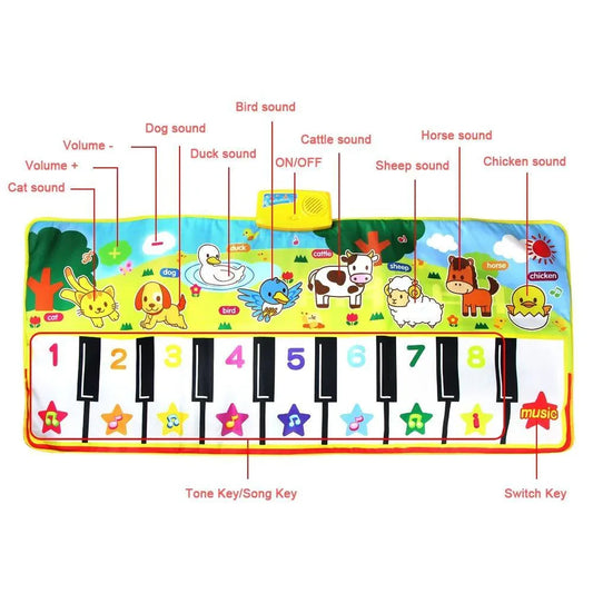 Big Musical Mat Carpet Touch Play Piano with 8 Animals Sound Music Instrument Baby Play Mat Rug Educational Toys For Kids - BIG FRENCHIES