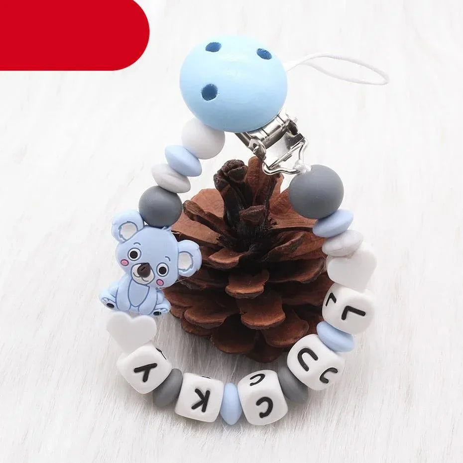 Modern Handmade Personalized Name Baby Pacifier Clips Silicone Pacifier Chain Wood Pacifier Holders For Pacifier For Baby Kids - BIG FRENCHIES