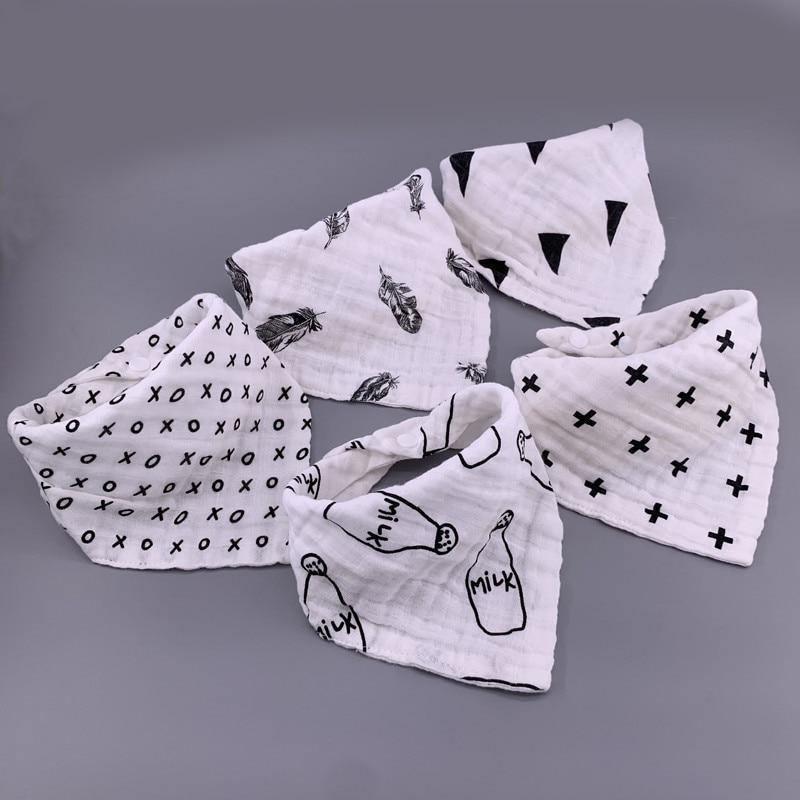 Modern 5PCS/Pack Cotton Baby Bibs 4 Lyers Girls Boys Triangle Feeding Burp Cloth Collar Scarf For Feeding - BIG FRENCHIES