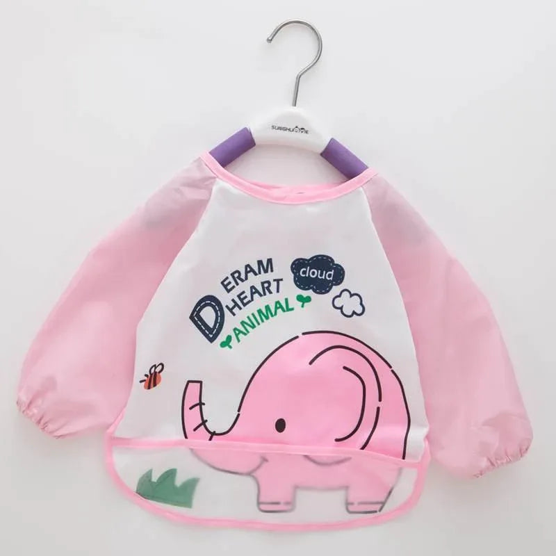 Cute Cartoon Print Baby Waterproof Long Sleeve Apron Children Feeding Smock Bib Baby Accessories - BIG FRENCHIES