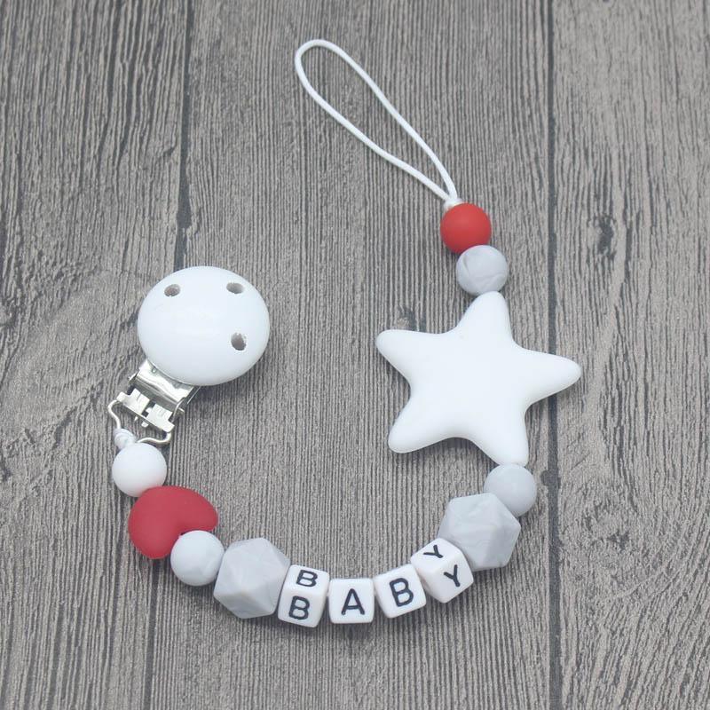 Personalized Name Handmade Pacifier Clips Holder Chain Silicone Pacifier Chains Baby Teether Teething Chain For Baby and Kids - BIG FRENCHIES