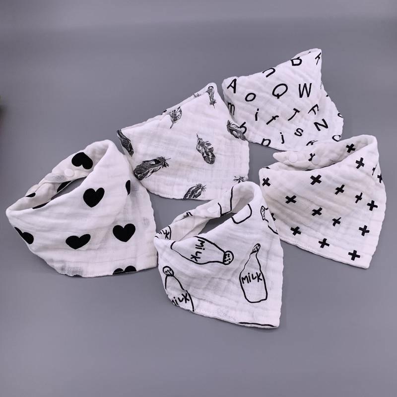 Modern 5PCS/Pack Cotton Baby Bibs 4 Lyers Girls Boys Triangle Feeding Burp Cloth Collar Scarf For Feeding - BIG FRENCHIES