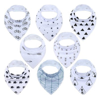 8PCS/SET Comfortable Colorful 100% Organic Cotton Adjustable Snaps Bandana Saliva Bibs For Baby Boys & Girls Kids - BIG FRENCHIES