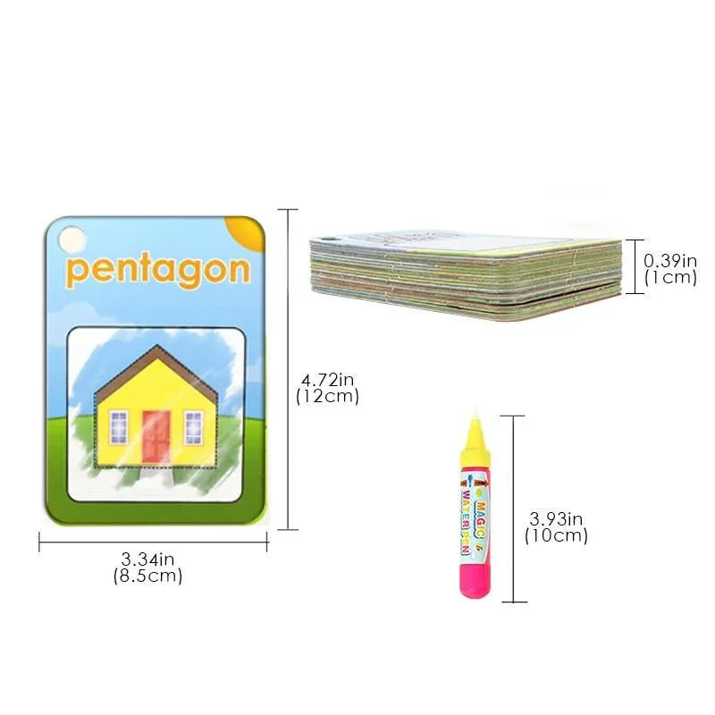 New Magic Doodle Card Water Drawing Card Kids Learn Number/Color/Shape in English 8/10 Pcs with 1 Pcs Water Pen Coloring Toy - BIG FRENCHIES