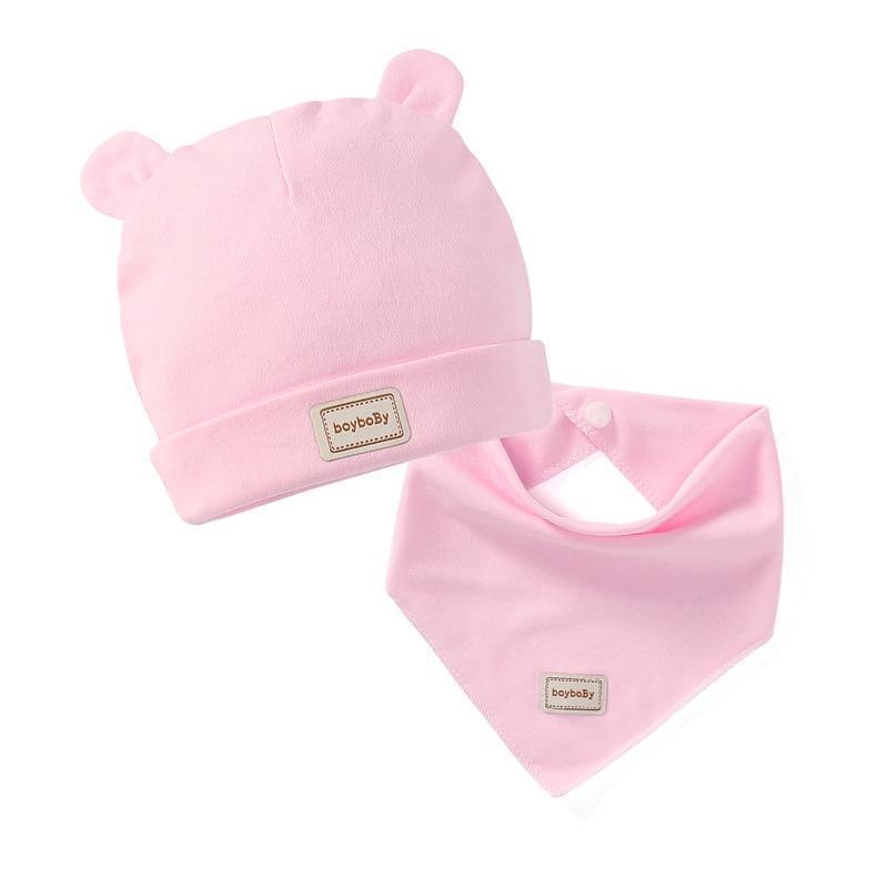 Cute Kids Hat Cap with Bibs Candy Solid Colors Beanies Cotton Born Baby Hat Bibs Toddler Infant Caps For Kids Baby - BIG FRENCHIES