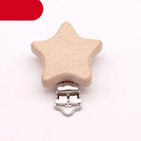 Modern Wood Naural Nipple Chain Accessories BPA Free Cute Modelling Beech Pacifier Clip Small Elephant Heart-shaped Holder for Pacifier - BIG FRENCHIES