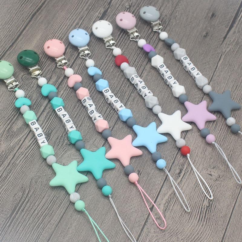 Personalized Name Handmade Pacifier Clips Holder Chain Silicone Pacifier Chains Baby Teether Teething Chain For Baby and Kids - BIG FRENCHIES