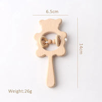 Modern Wooden Rattle Beech Bear Hand Teething Wooden Ring Baby Rattles Play Educational Toys For Kids - BIG FRENCHIES