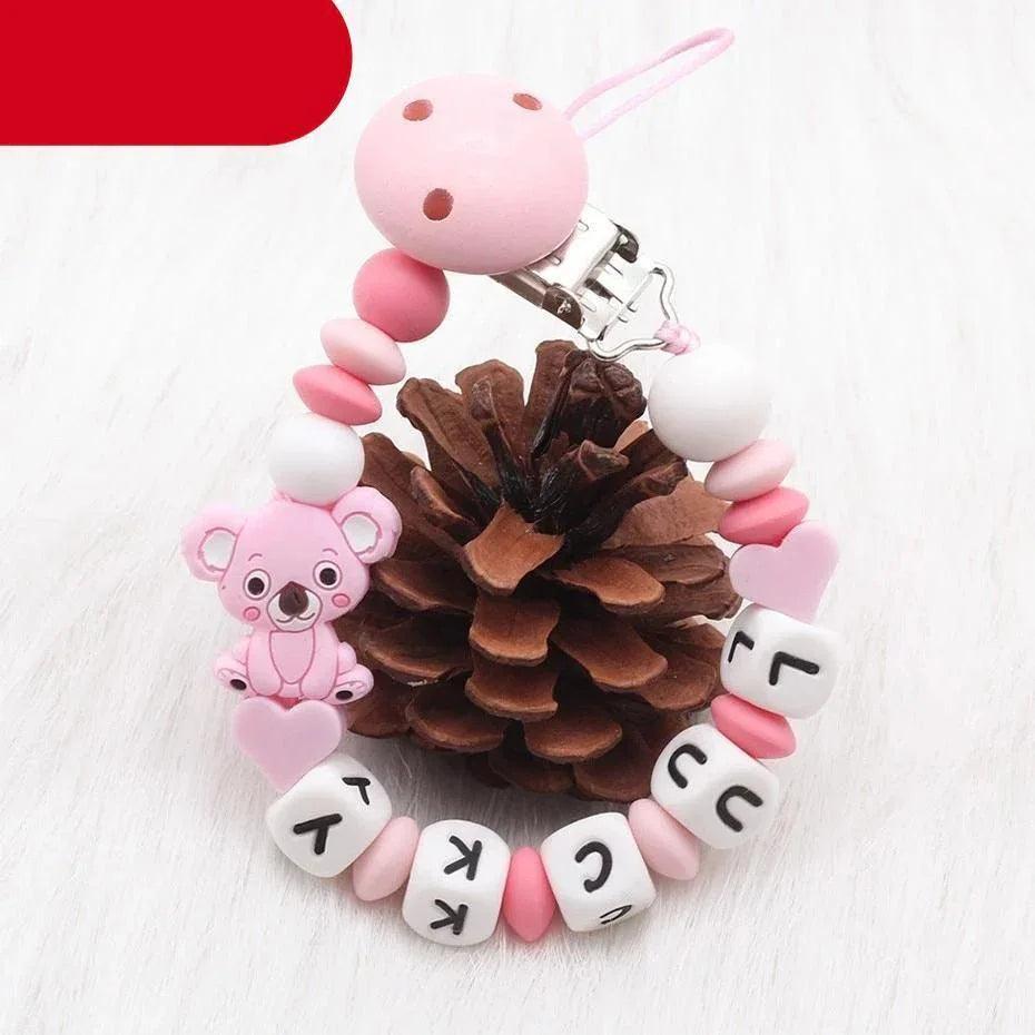Modern Handmade Personalized Name Baby Pacifier Clips Silicone Pacifier Chain Wood Pacifier Holders For Pacifier For Baby Kids - BIG FRENCHIES
