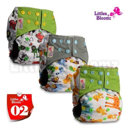 Modern Luxury Printed Washable Real Cloth Pocket Nappy,3 nappies/diapers Set For Girls and Boys Baby In Elegant Style - BIG FRENCHIES