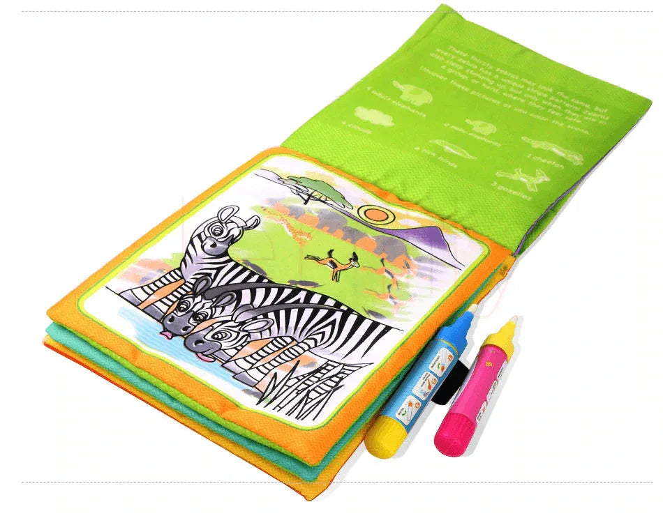 Modern Coloring Magic Water Drawing Book With Pen For Kids and Baby Educational Toy Animals Painting Writing Doodle Cloth Book Kids Drawing Board - BIG FRENCHIES