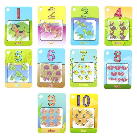 New Magic Doodle Card Water Drawing Card Kids Learn Number/Color/Shape in English 8/10 Pcs with 1 Pcs Water Pen Coloring Toy - BIG FRENCHIES