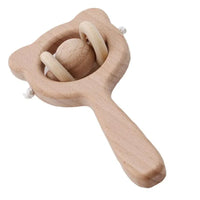 Modern Wooden Rattle Beech Bear Hand Teething Wooden Ring Baby Rattles Play Educational Toys For Kids - BIG FRENCHIES