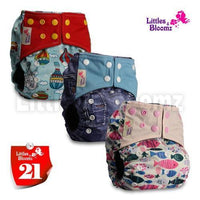 Modern Luxury Printed Washable Real Cloth Pocket Nappy,3 nappies/diapers Set For Girls and Boys Baby In Elegant Style - BIG FRENCHIES