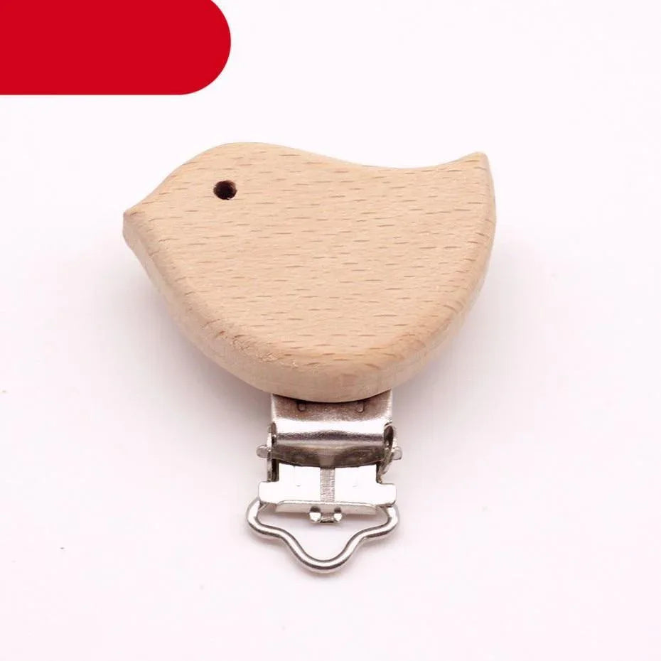 Modern Wood Naural Nipple Chain Accessories BPA Free Cute Modelling Beech Pacifier Clip Small Elephant Heart-shaped Holder for Pacifier - BIG FRENCHIES