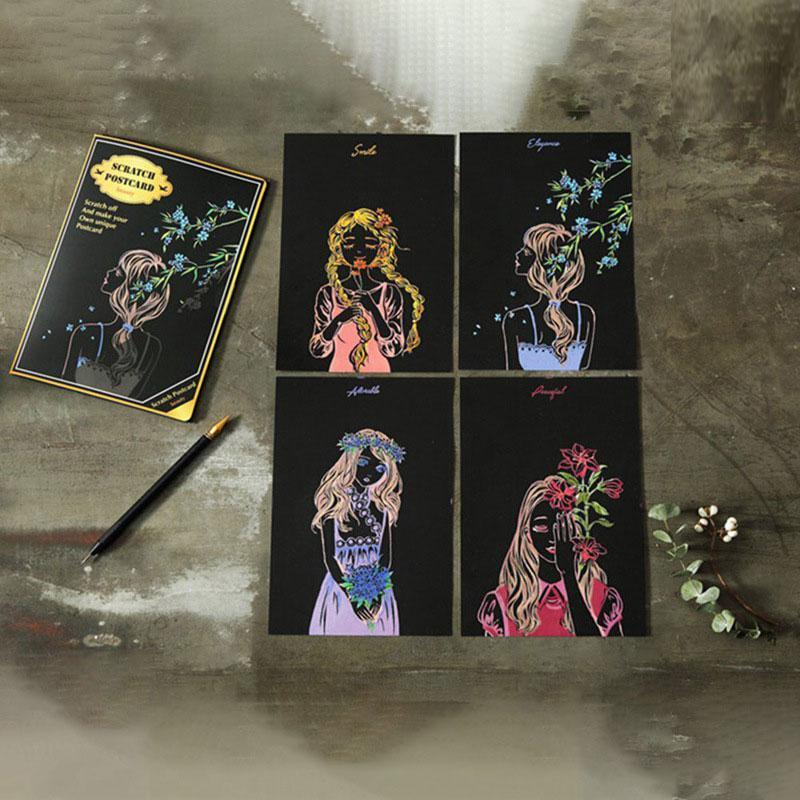 4Pcs/set Magic Colorful Drawing Board Paper Painting Scraping Children Kids learning Education Toys Painting Doodle Scratch Toys - BIG FRENCHIES