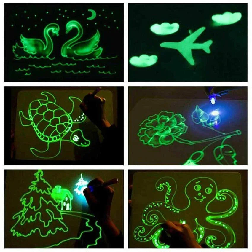 Educational Toy Drawing Board Tablet Graffiti 1pc A4 A3 Led Luminous Magic Raw With Light-fun - BIG FRENCHIES