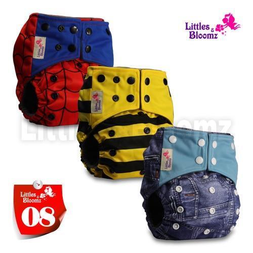 Modern Luxury Printed Washable Real Cloth Pocket Nappy,3 nappies/diapers Set For Girls and Boys Baby In Elegant Style - BIG FRENCHIES